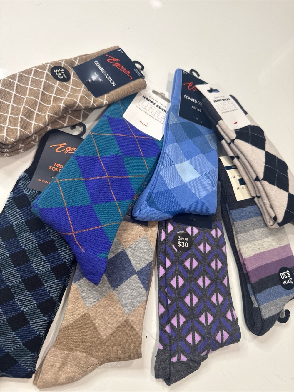Nwt Mid Calf Socks Happy Socks, Joseph Abboud,Egara (Men’s 8-12 Bundle of 8)
